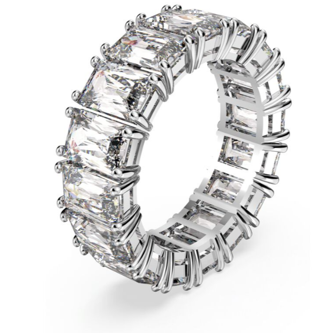 Matrix Vittore ring Rectangular cut, White, Rhodium plated